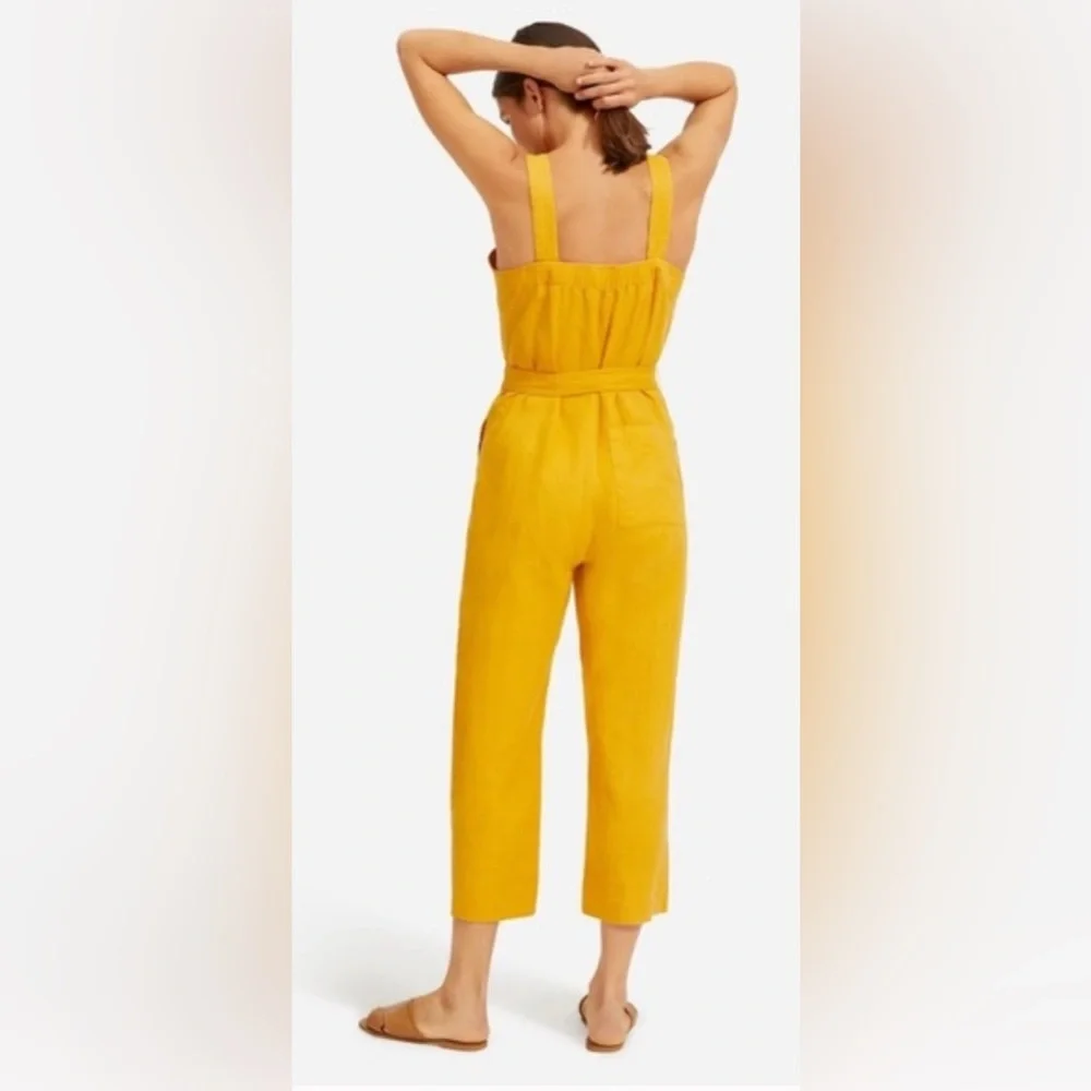 Everlane Marigold Square Neck Linen Jumpsuit Size 8 Belted
